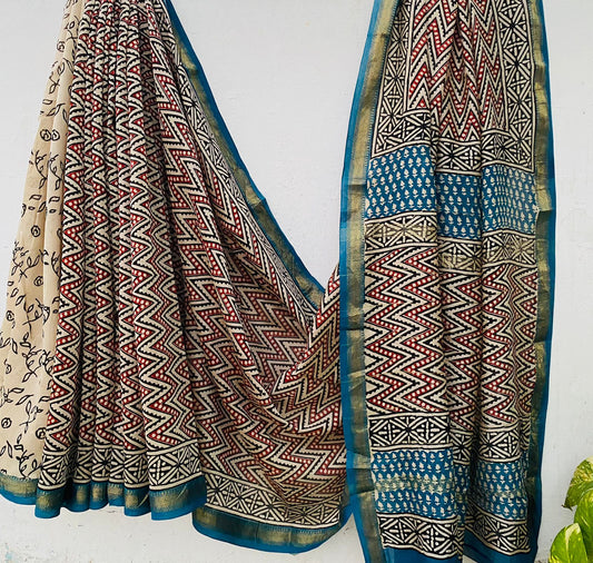 Baglisha | Block printed with Maheshwari border