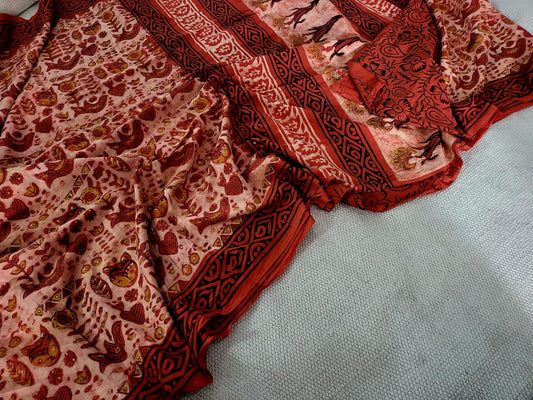 Ray | block printed by hand on Kota Doria cotton sarees