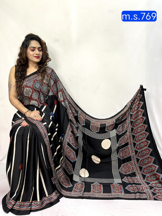 Ameeta | Ajrakh Prints on modal Silk