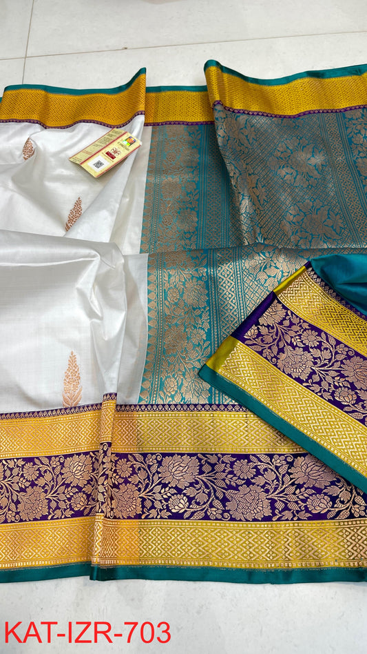 Pure Handloom banarasi KATAN **Checks +Meenakari* SAREE
                *KATAN Checks + Meenakari*
Silk Sarees with antique Jari 
*Rich Pallu
*  Blouse with Border
* Smooth & Soft Fabric