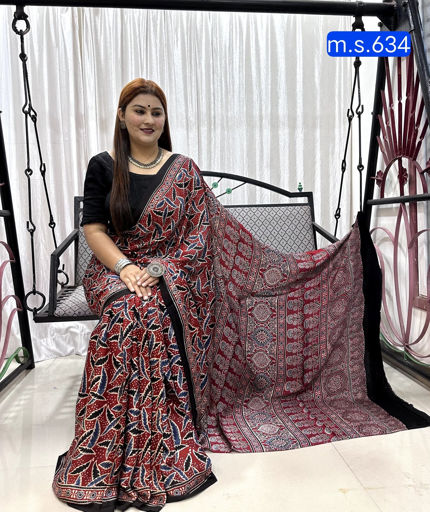 Kumkum | Ajrakh Prints on modal Silk