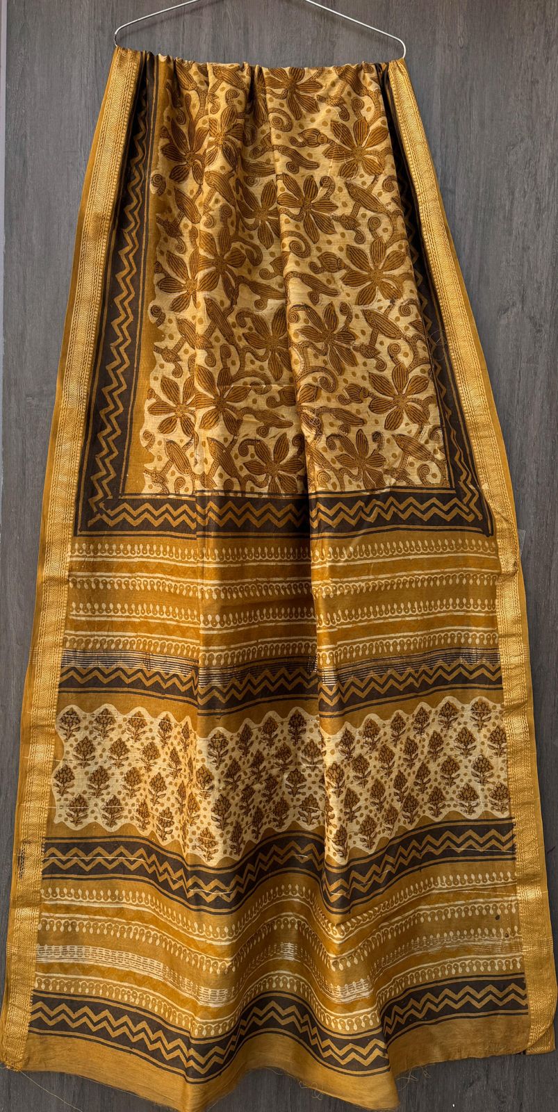 Jalal | Block printed Maheshwari Silk Saree