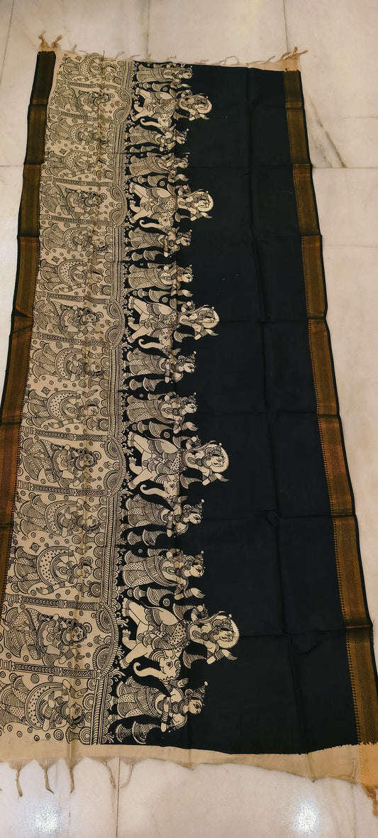 Kunda | Kalamkari dupatta on mangalagiri silk