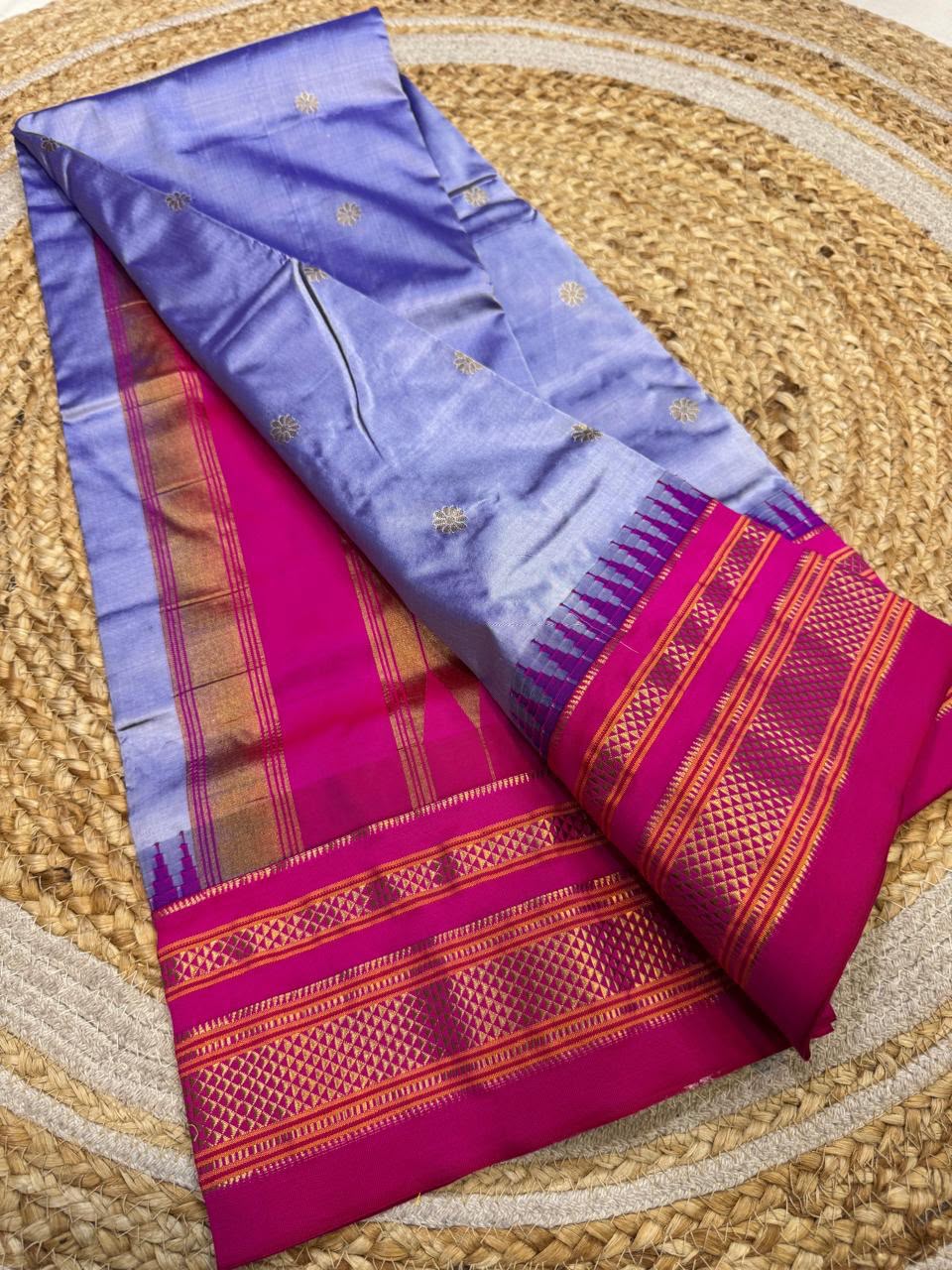 *All New Colours* 

*Exclusive silk ilkal saree*
*Pure silk korvai temple border* with *body butta* design superior quality ilkal saree & contrast blouse 
6.10mtrs length 
Full body pure silk 
Border, pallu & blouse semi silk
