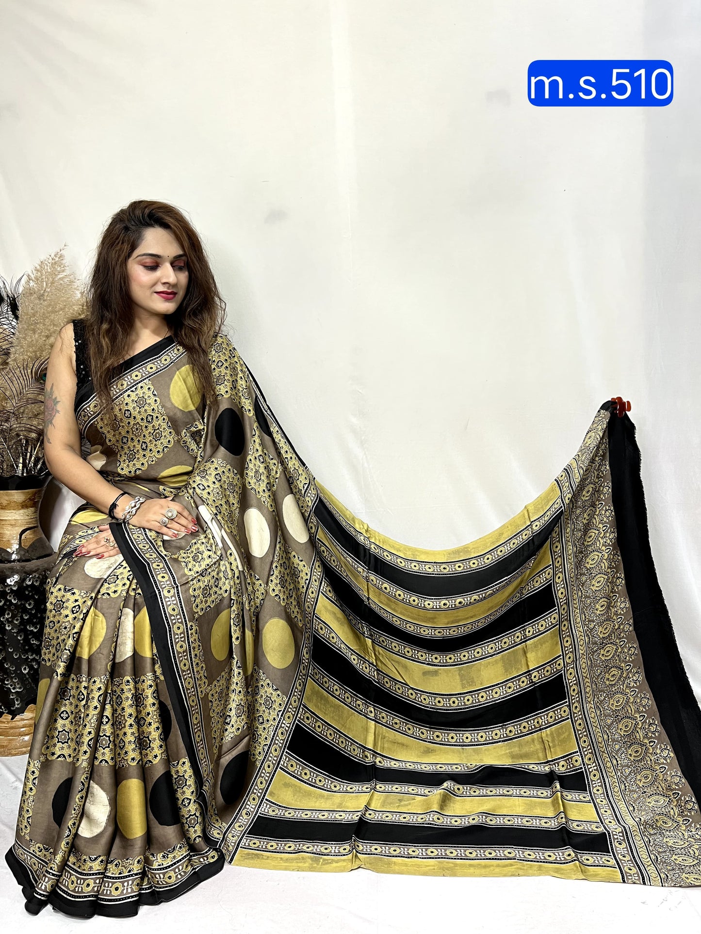 Amruta | Ajrakh Prints on modal Silk