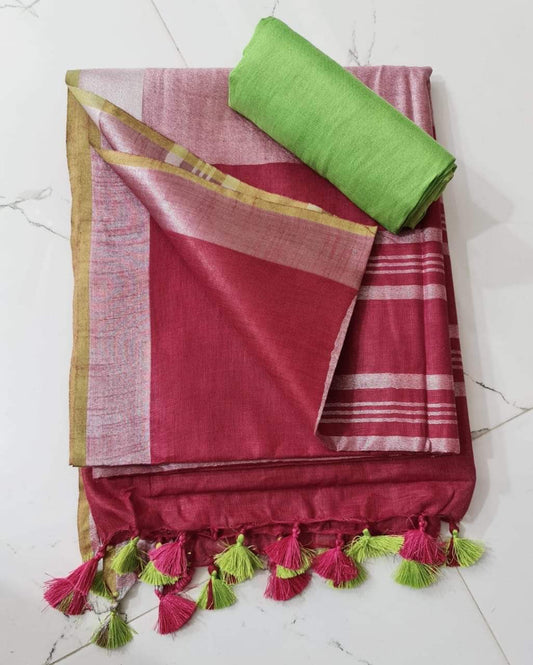 Plain cotton linen sarees