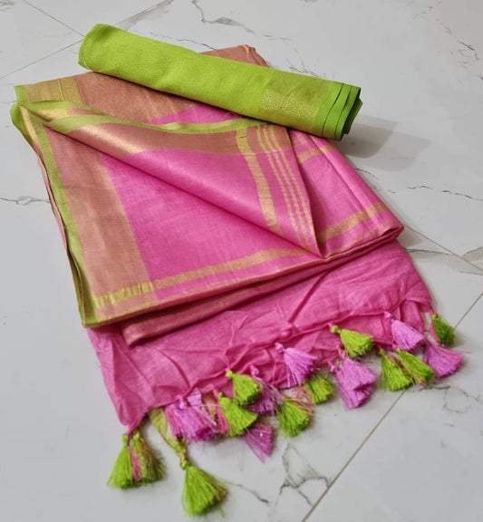 Plain cotton linen sarees