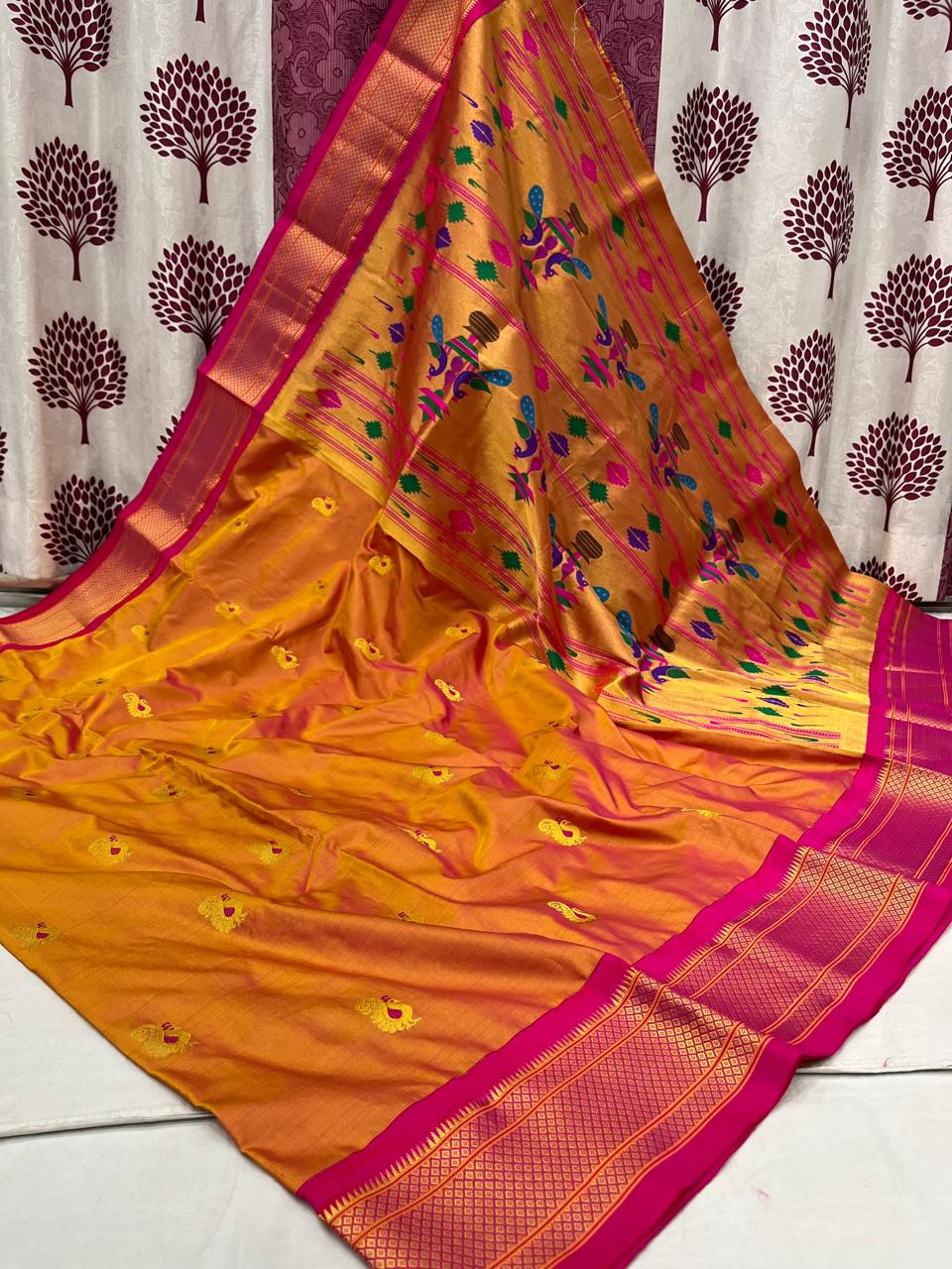 Bhasupra | Powerloom Kadiyal Paithani Silk Saree