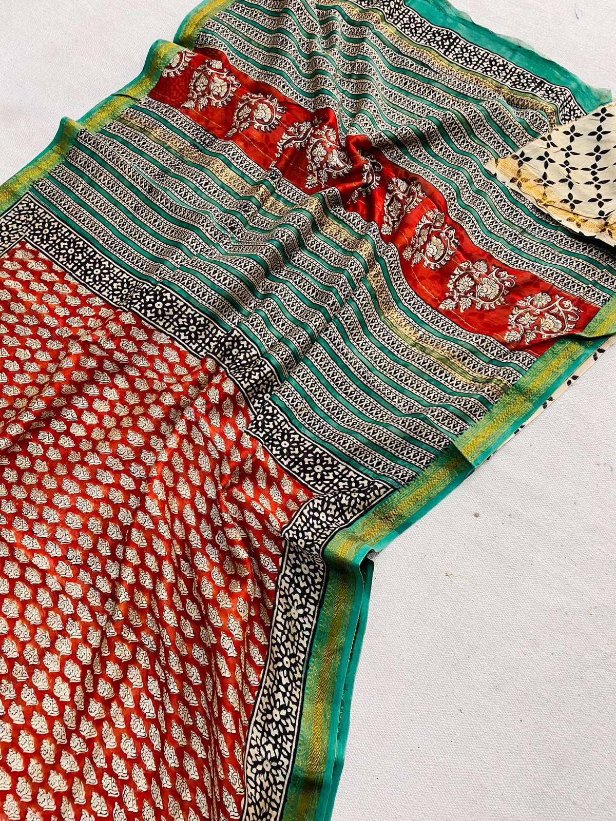 Let’s Wear #ethicallymade✅
🍁Beautifully Crafted Maheshwari Silk Saree  collection🍁
 Specially Designed in Bagru  jahota rapid dabu hand block print
100% Natural Dye
Fabric : Maheshwari Silk 
Length : 5.5 Meters
Blouse Piece : 0.90 Meter
