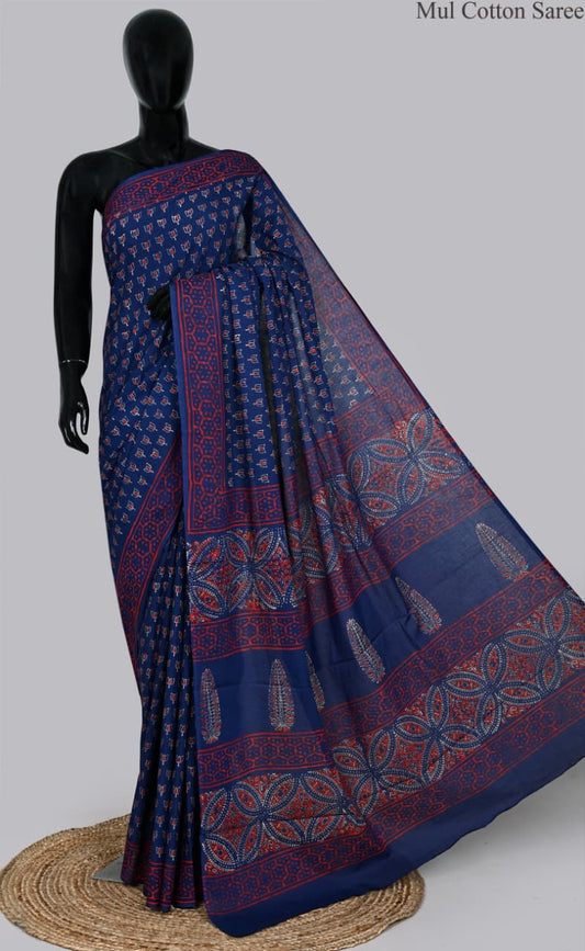 premium Traditional Mulmul CottonBeautiful Pure Soft Mulmul Cotton Sarees available*
Size: 6.30 mtr with blouse 