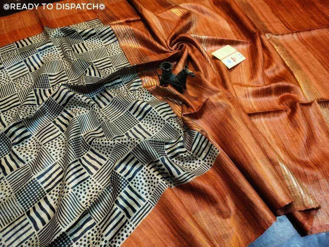 Tuveeli | Tussar Ghicha Screen Print Saree