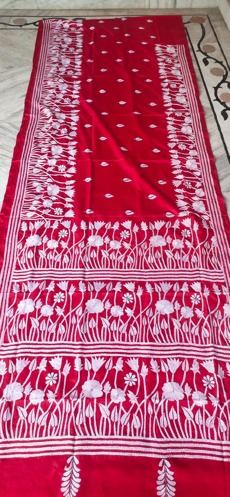 Handmade kantha on blended silk