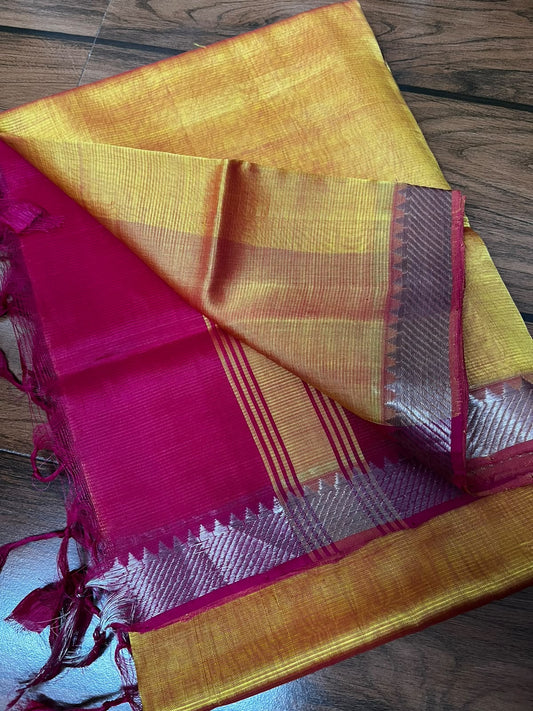 MANGALAGIRI pattu sarees
 with nizam border sarees.

Contrast blouse and pallu.