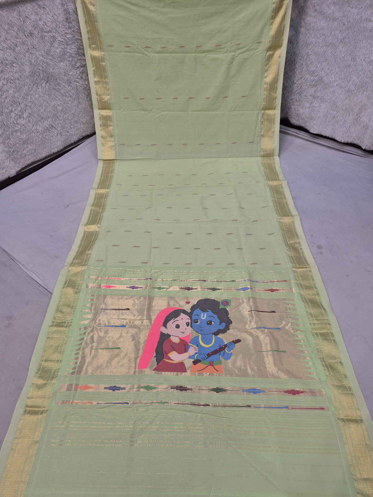 Handloom cotton paithani with narali border