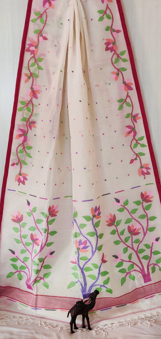 Jayamita | handwoven Cotton Needlework jamdani saree