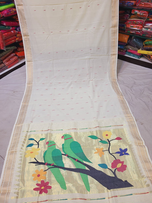 Jasmin | Cotton Handloom Paithani Saree