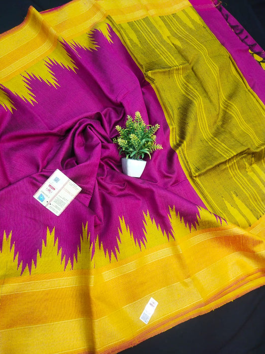 Siyanshika | Raw Silk Temple Border Saree