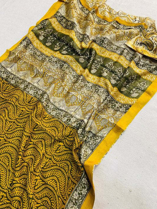 Let’s Wear #ethicallymade✅
🍁Beautifully Crafted Maheshwari Silk Saree  collection🍁
 Specially Designed in Bagru  jahota rapid dabu hand block print
100% Natural Dye
Fabric : Maheshwari Silk 
Length : 5.5 Meters
Blouse Piece : 0.90 Meter

