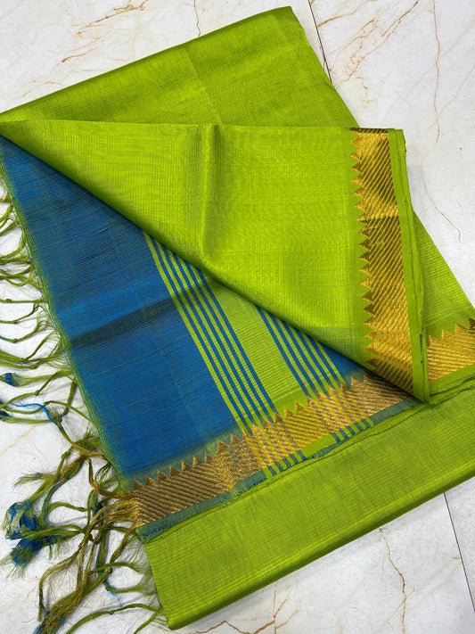 MANGALAGIRI pattu sarees
 with nizam border sarees.

Contrast blouse and pallu.