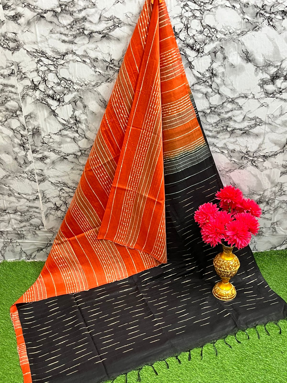 Fabric basbara. Silk. 
Running blouse 
Best quality 👌
All. Colour unlimited available 