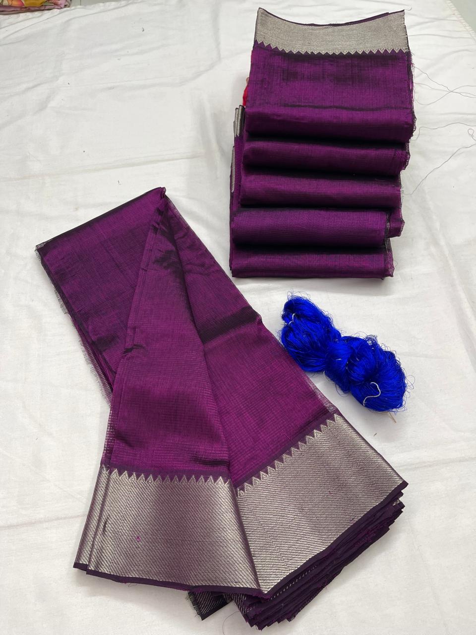Mangalagiri pattu by cotton
pure handloom big jari border
sarees with running blouse