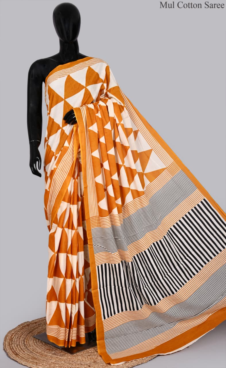 premium Traditional Mulmul CottonBeautiful Pure Soft Mulmul Cotton Sarees available*
Size: 6.30 mtr with blouse 