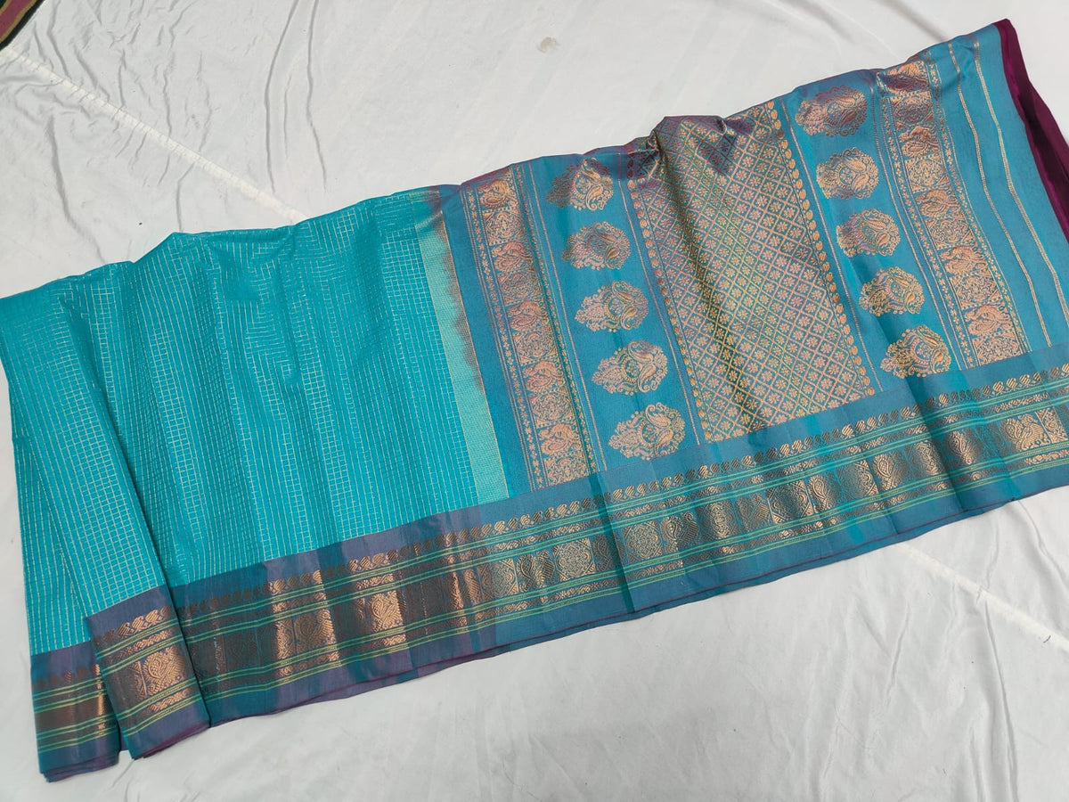 GADWAL HANDLOOM SICO CHECK SAREE