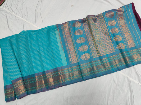 GADWAL HANDLOOM SICO CHECK SAREE