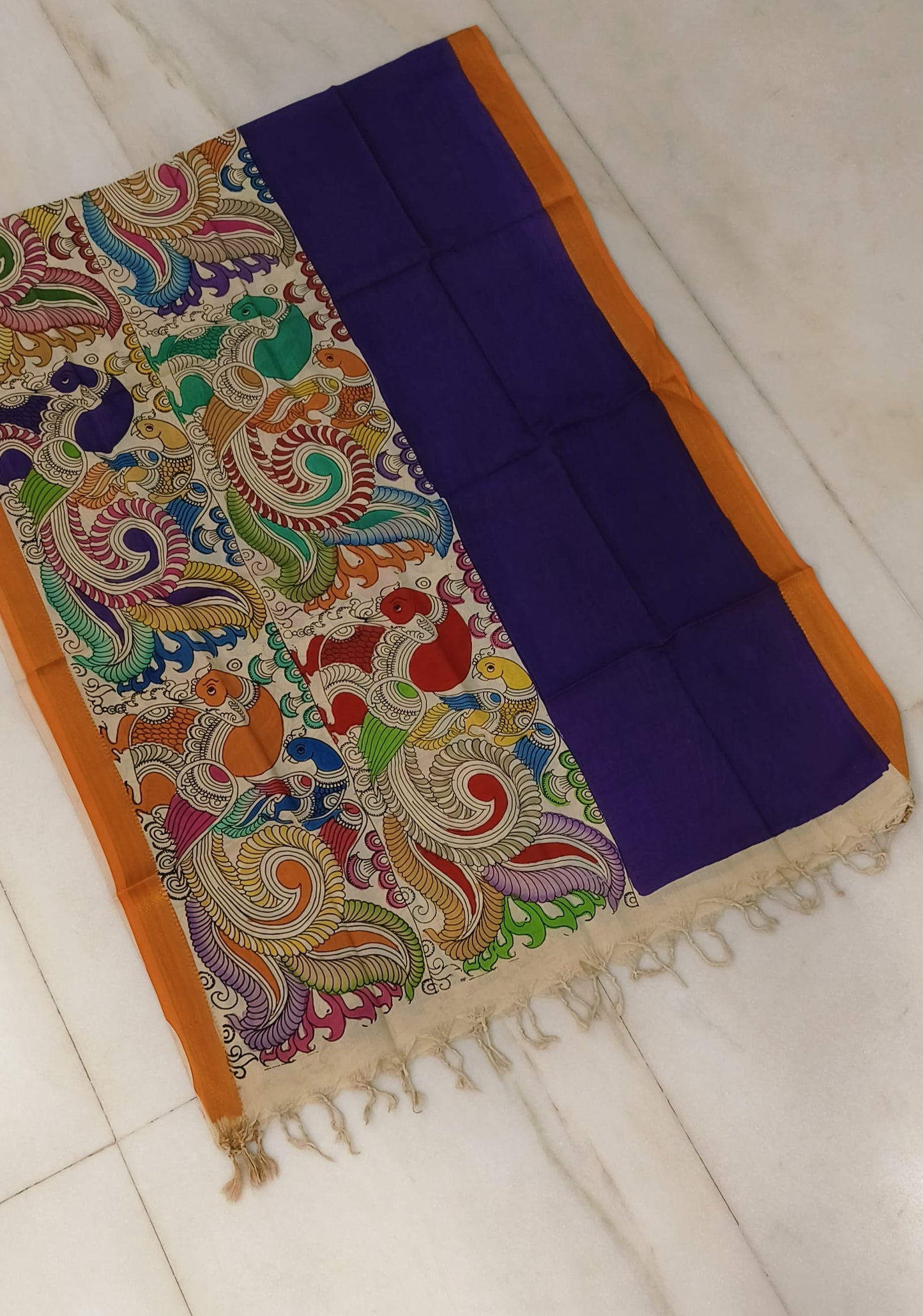 Nimanah | mangalgiri cotton dupatta with kalamkari work