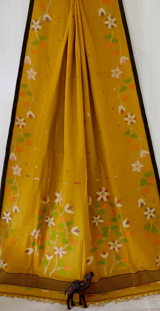 Jayalata | handwoven Cotton Needlework jamdani saree