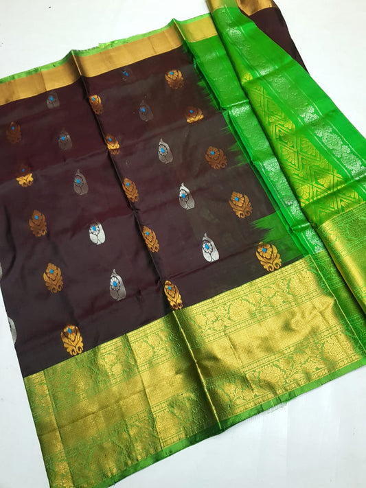 🌹uppada pattu🌹
💐🌹 Kanchi border Kalanjali buta sarees 
 🌹Good quality 💐👌👌👌
 Fabric: uppada pattu/pattu 💐💐