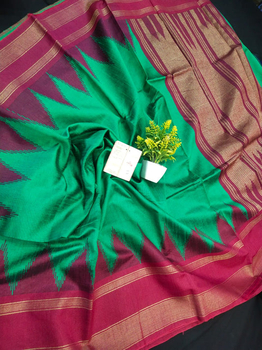 Siyomita | Raw Silk Temple Border Saree