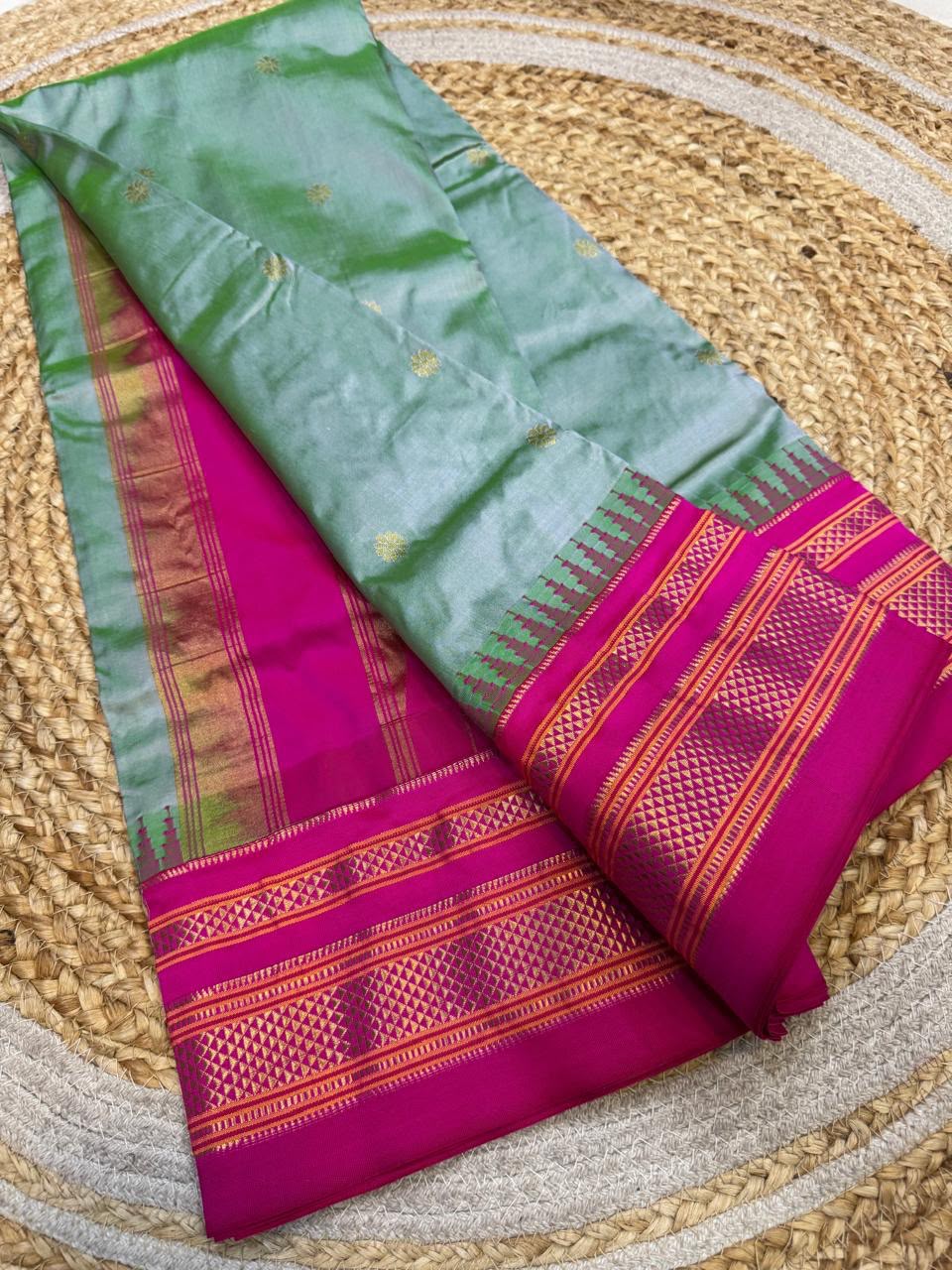 *All New Colours* 

*Exclusive silk ilkal saree*
*Pure silk korvai temple border* with *body butta* design superior quality ilkal saree & contrast blouse 
6.10mtrs length 
Full body pure silk 
Border, pallu & blouse semi silk
