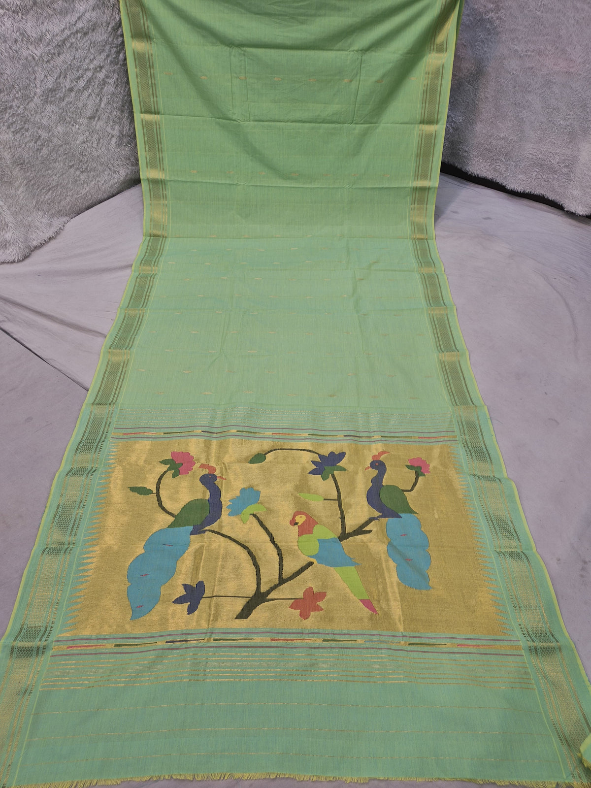 Handloom cotton paithani with narali border