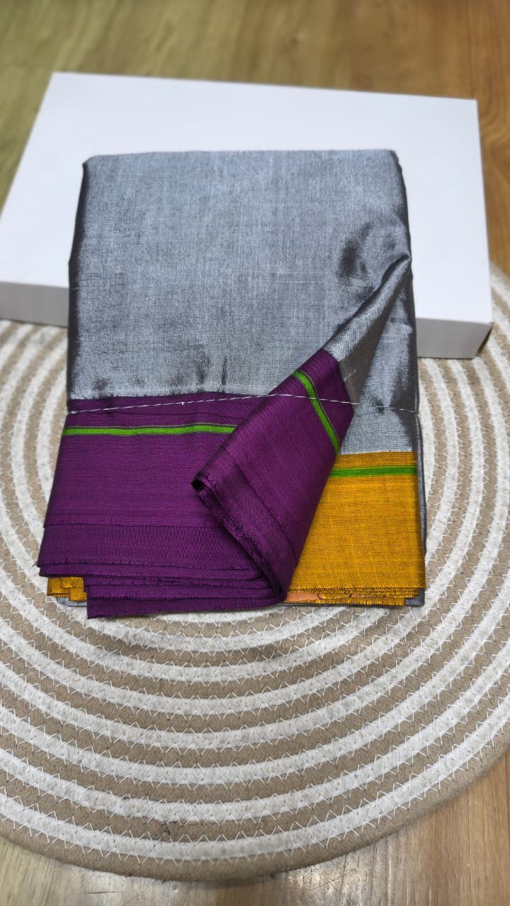 Handwoven patteda anchu saree in pure cotton
