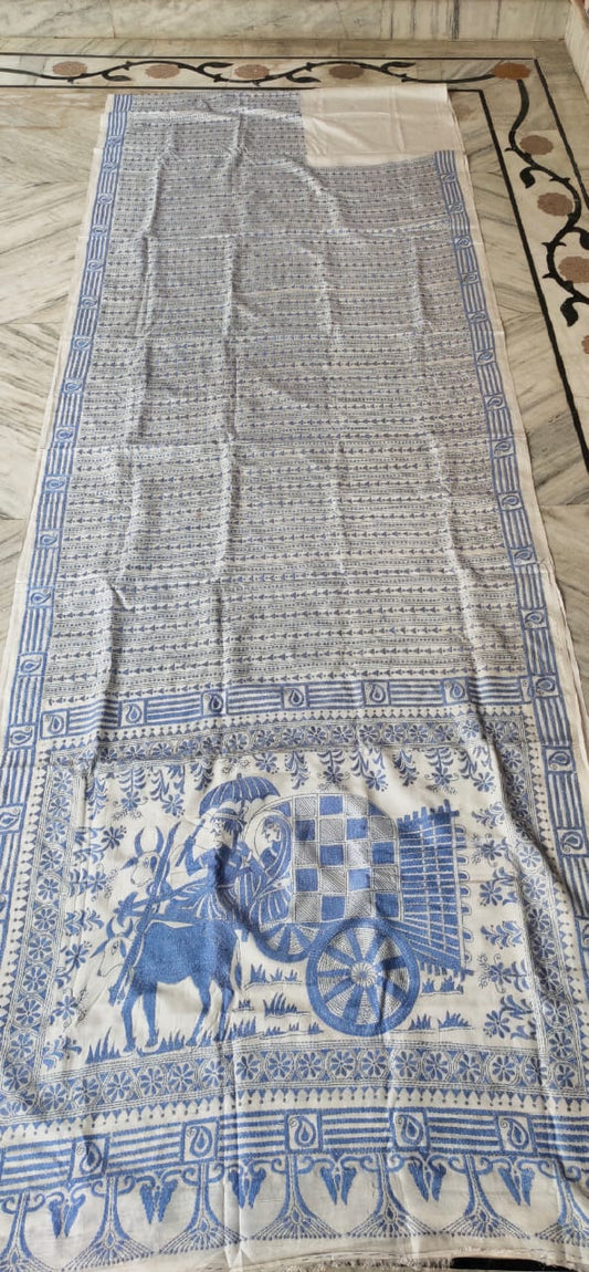 Aaradhana-kantha | Hand Made Kantha Embroidery on Semi Silk