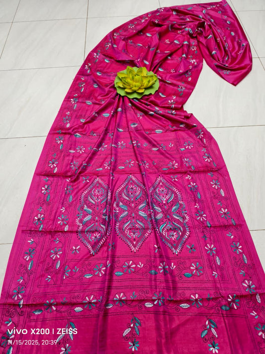 Kalyaniani |  Blended silk saree with Kantha Embroidery