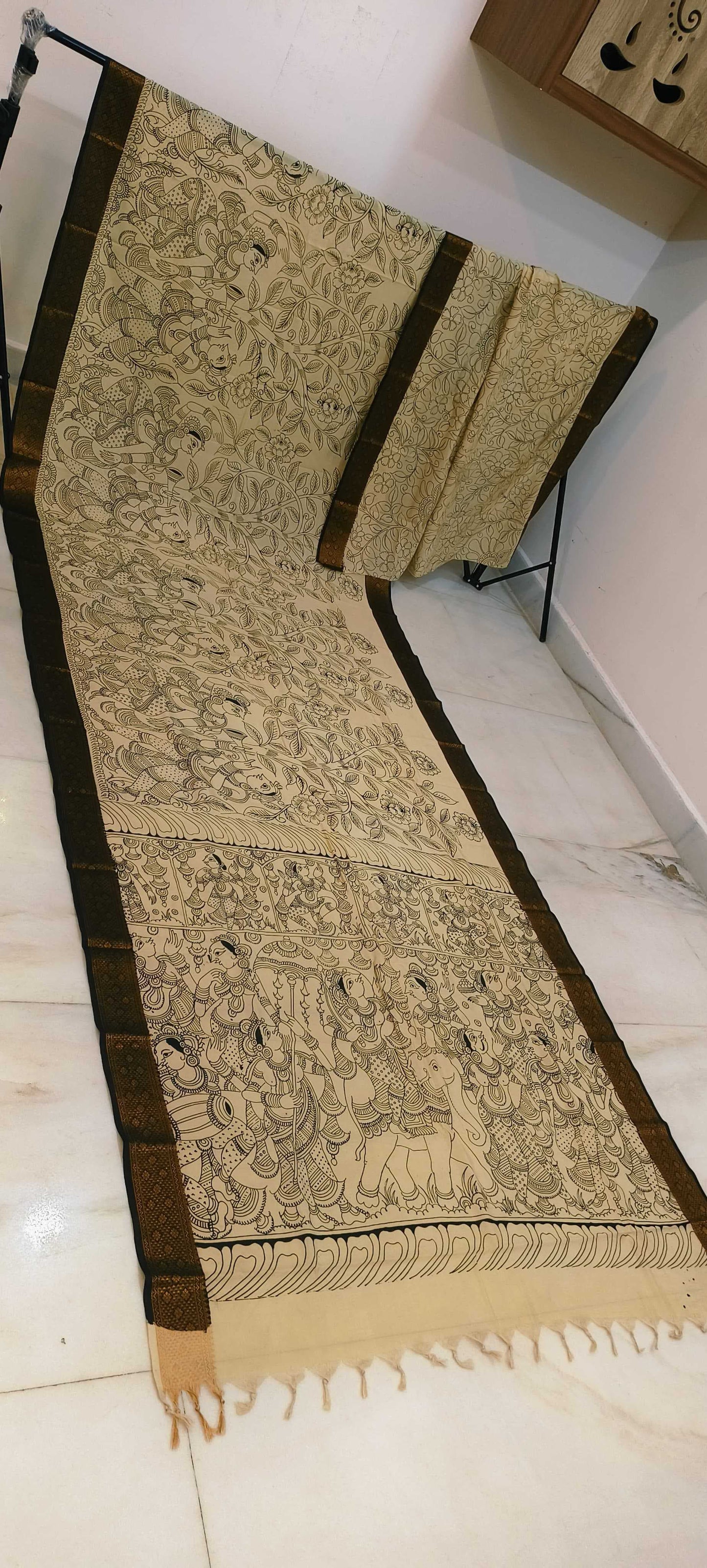 Kanya | Black and white kalamkari Saree