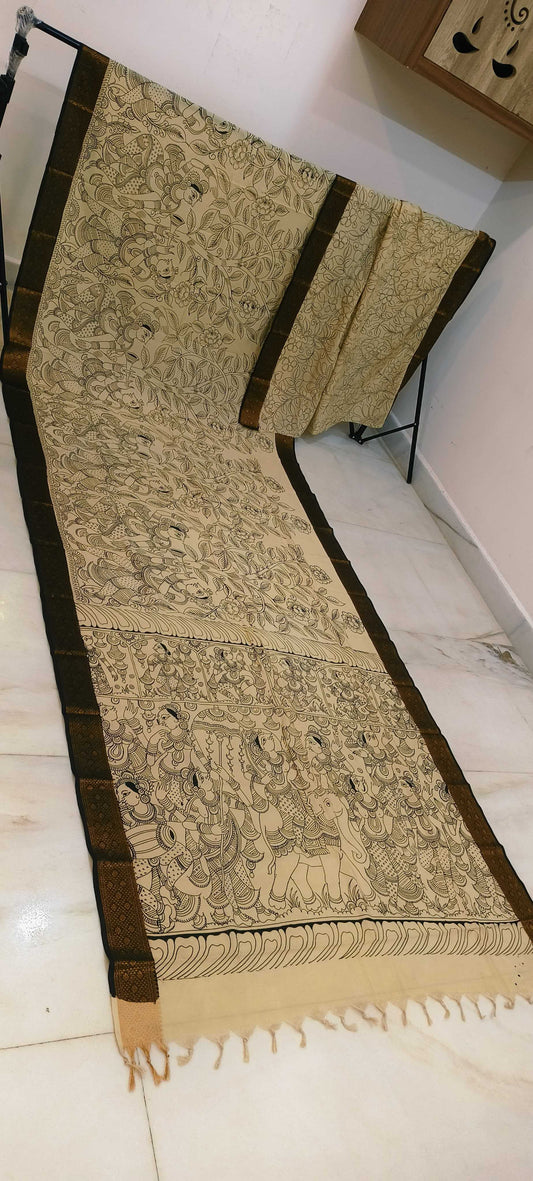 Kanya | Black and white kalamkari Saree