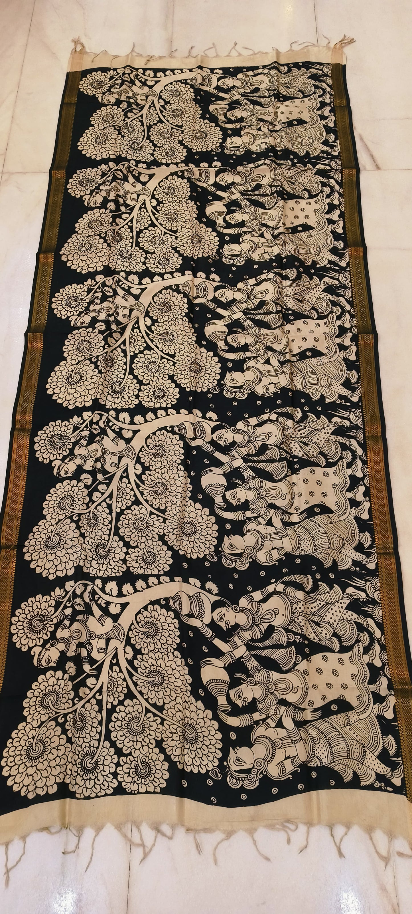 Kanishi | Kalamkari dupatta on mangalagiri silk