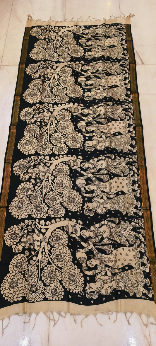 Kanishi | Kalamkari dupatta on mangalagiri silk
