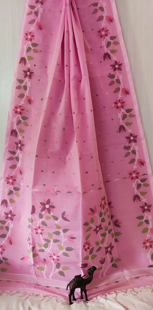 Jasmineka | handwoven Cotton Needlework jamdani saree