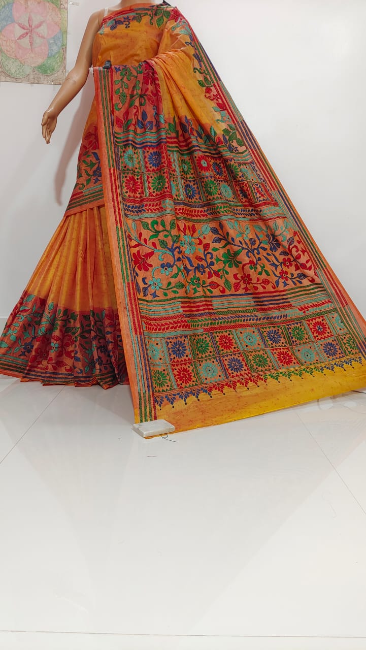 Gauri | Hand Made Kantha Embroidery on Semi Silk