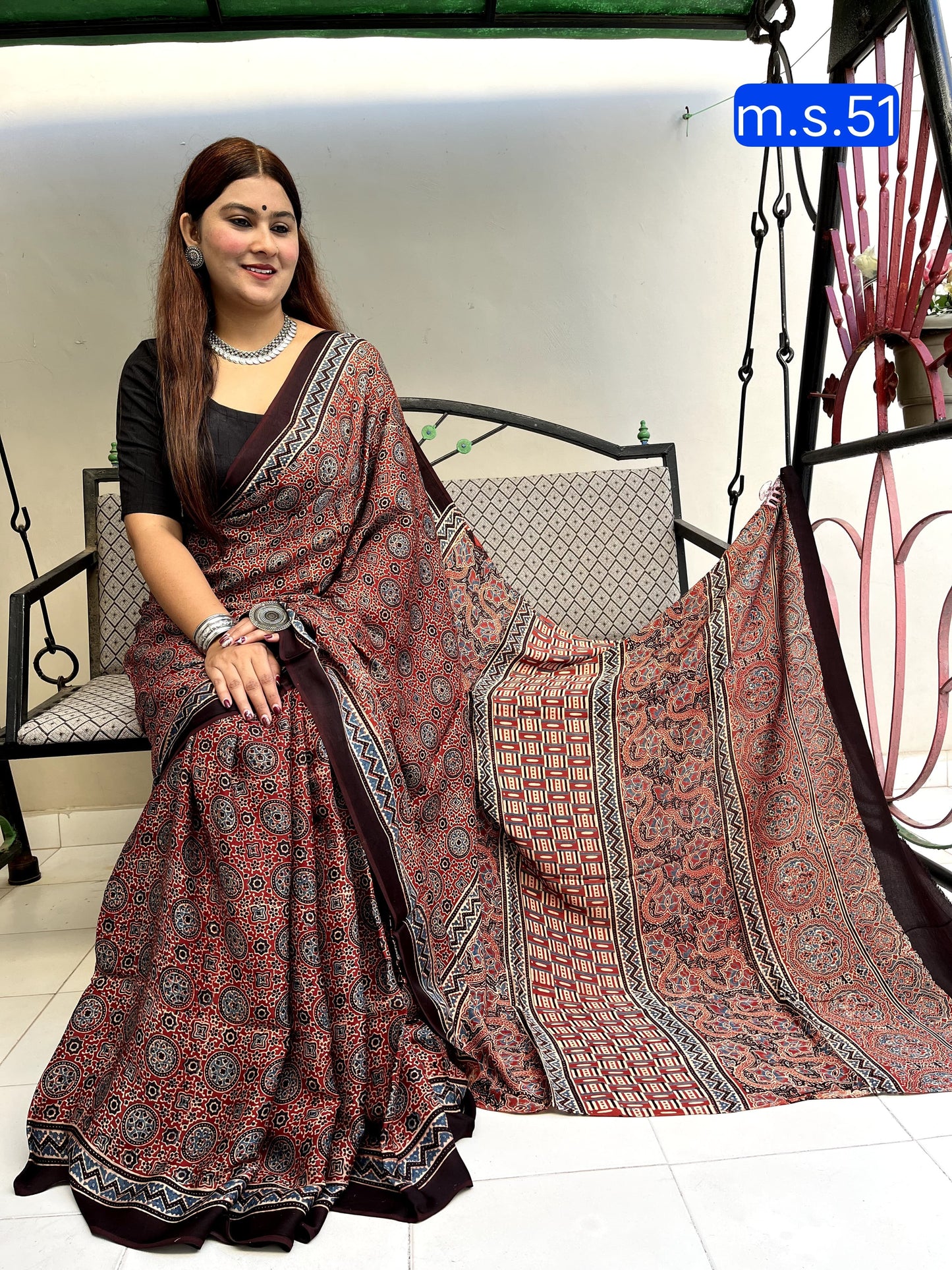 Anushka | Ajrakh Prints on modal Silk