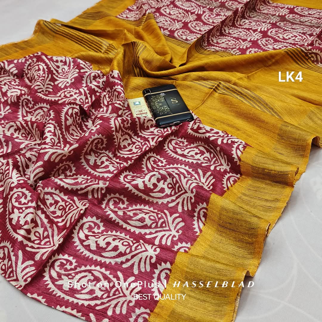 Tunjara | Tussar Ghicha Screen Print Saree