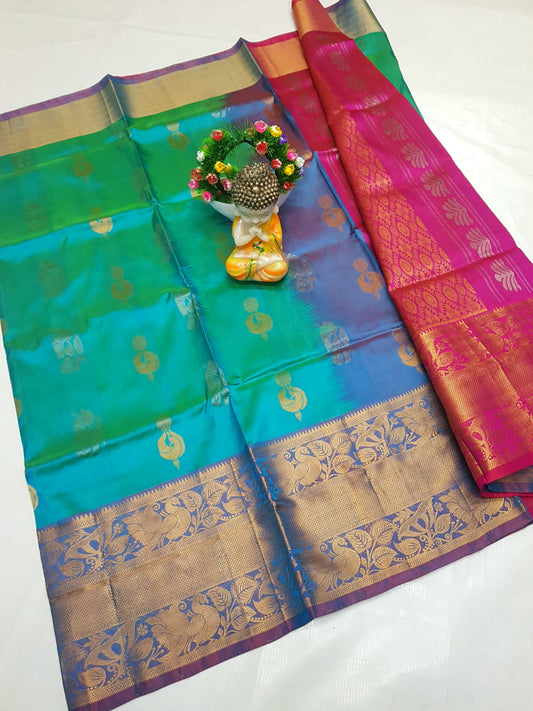 🌹uppada pattu🌹
💐🌹 Kanchi border Kalanjali buta sarees 
 🌹Good quality 💐👌👌👌
 Fabric: uppada pattu/pattu 💐💐