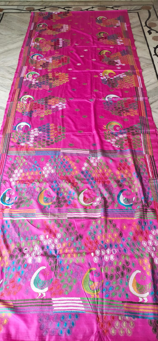 Handmade kantha on blended silk