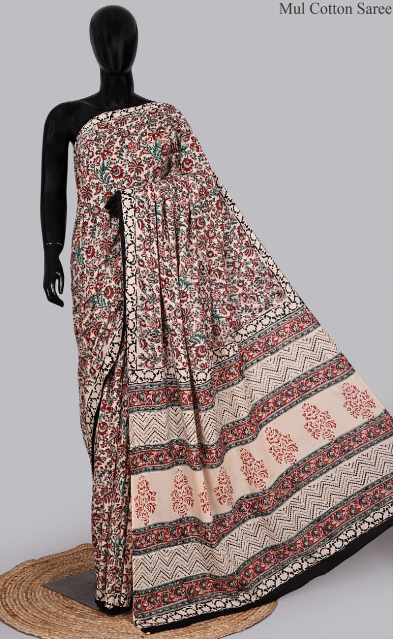 premium Traditional Mulmul CottonBeautiful Pure Soft Mulmul Cotton Sarees available*
Size: 6.30 mtr with blouse 