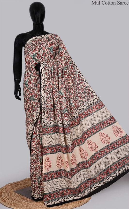 premium Traditional Mulmul CottonBeautiful Pure Soft Mulmul Cotton Sarees available*
Size: 6.30 mtr with blouse 