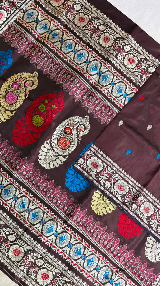 Baluchari sarees. 
Material silk with bp. 
With silkmark. 
